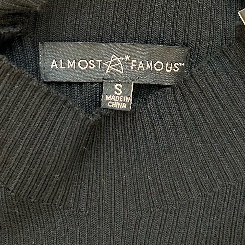 Almost Famous NWT Ribbed Bodycon Dress Women Small Black Knee Length/ size S - Picture 8 of 12